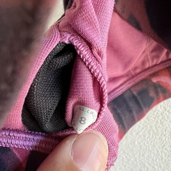 Lululemon Pink Black Tie Dye Sports Bra Womens 8 Exercise Athleisure - Picture 3 of 4